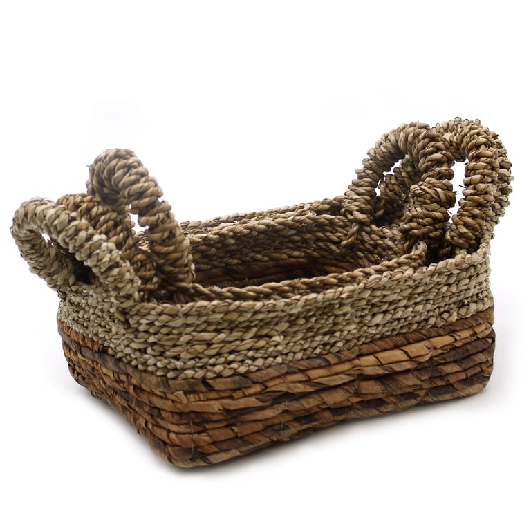 3 Piece Seagrass & Banana Leaf Square Baskets - Durable Eco-Friendly Set
