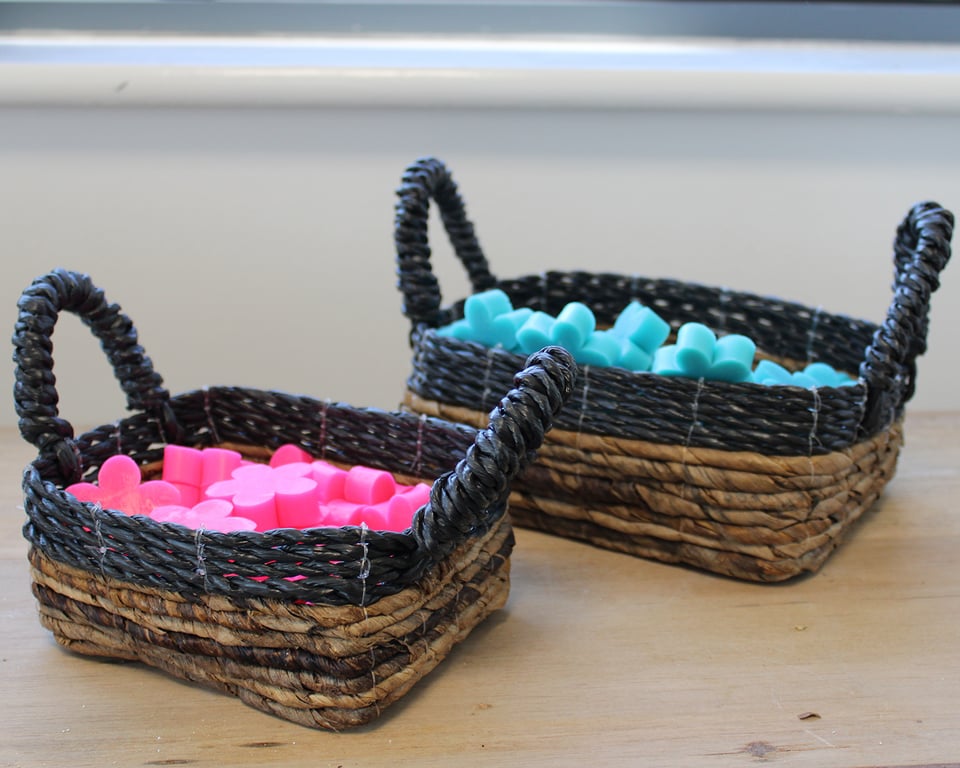 3 Square Raffia & Banana Leaf Baskets - Eco-Friendly Set by Unspecified Brand