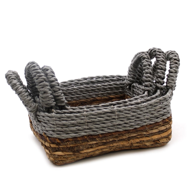 Raffia Square Basket Set (3 Pieces) - Banana Leaf & Abu-Abu Design