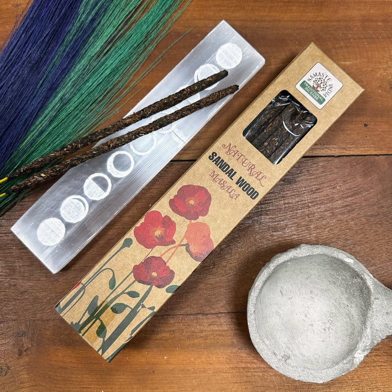 Natural Botanical Sandalwood Masala Incense - Home Aromatherapy Essential Oil Blend