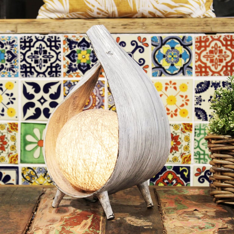 Greywash Wrapover Natural Coconut Lamp - Eco-Friendly Lighting by Brand