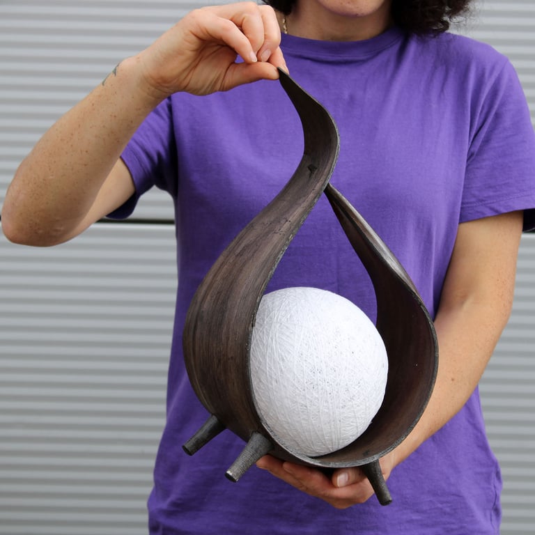 Coconut Fiber Lamp (Chocolate Wrapover Twist) - Natural, Sustainable Lighting Solution