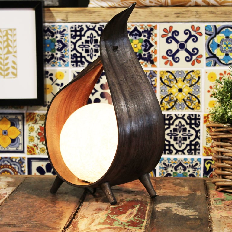Coconut Fiber Lamp (Chocolate Wrapover Twist) - Natural, Sustainable Lighting Solution