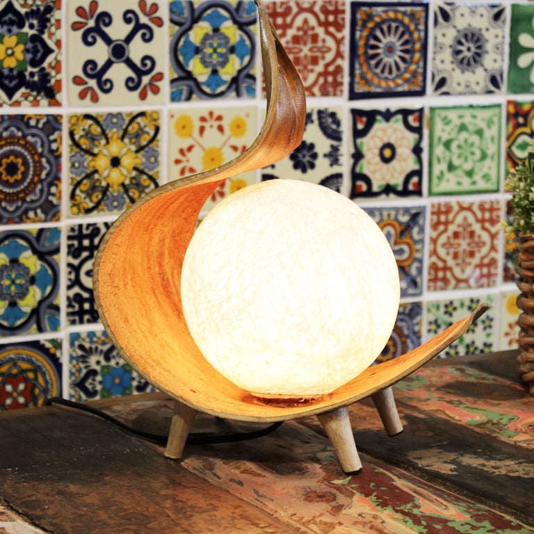 Coconut Fiber Lamp - Natural Chocolate Twist Design - Eco-Friendly Lighting