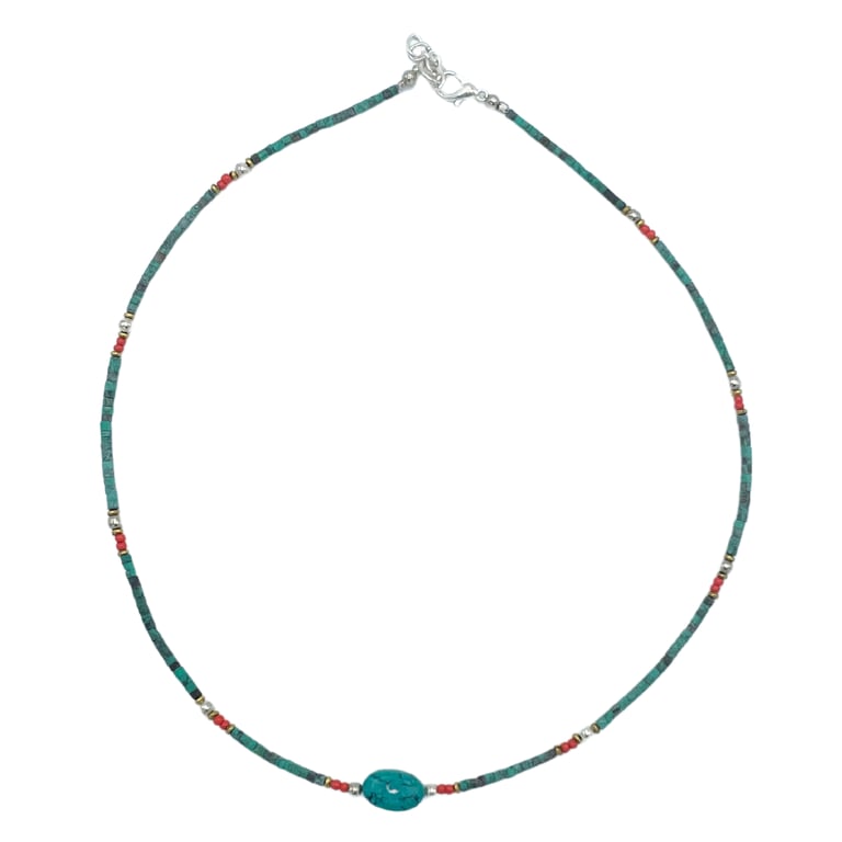 Nepalese Extra Fine Turquoise Gemstone Beaded Necklace
