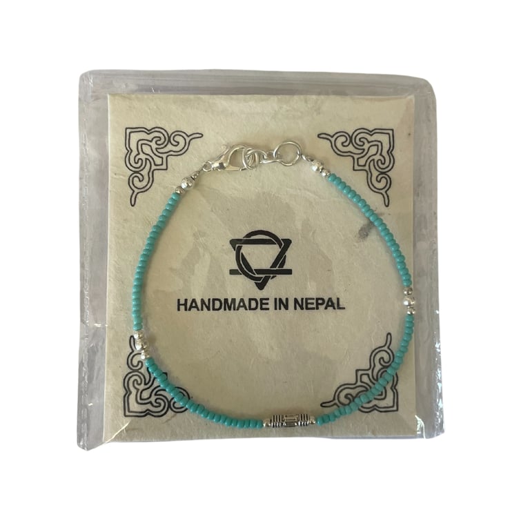 Nepalese Extra Fine Turquoise and Teardrop Gemstone Handmade Bracelet