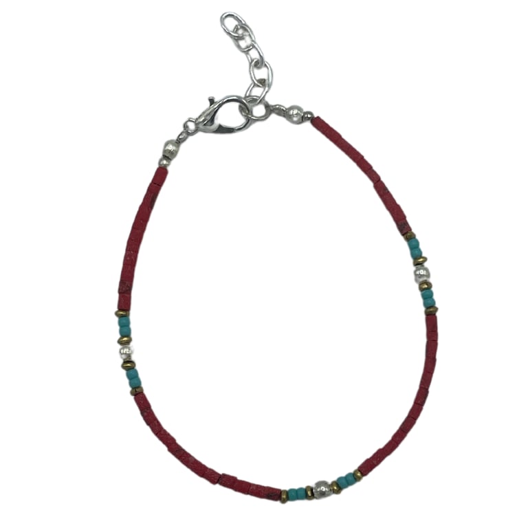 Nepalese Extra Fine Gem Coral Tribal Bead Bracelet - Handmade Fine Gemstone Jewelry