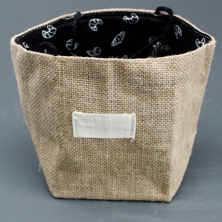 Natural Jute Cotton Gift Bag - Black Lined & Reusable Large Eco Friendly Bag