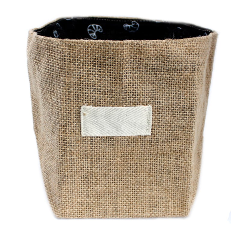 Natural Jute Cotton Gift Bag - Black Lined & Reusable Large Eco Friendly Bag