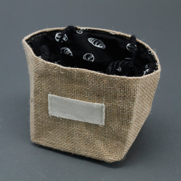 Natural Jute Cotton Gift Bag - Black Lined, Medium Size, Eco Friendly and Reusable