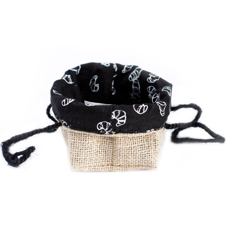 Natural Jute Cotton Gift Bag - Black Lining, Eco-Friendly Reusable Small Tote Bag