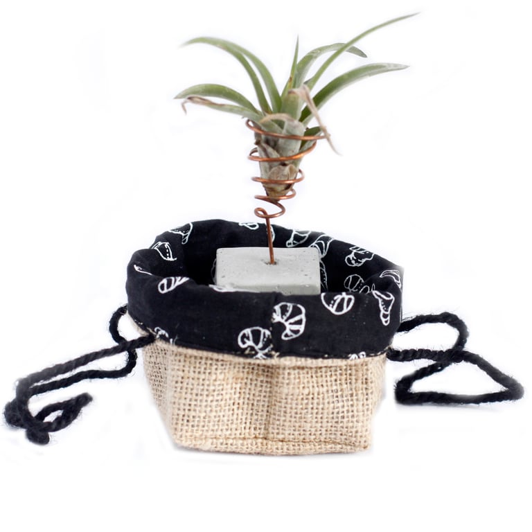 Natural Jute Cotton Gift Bag - Black Lining, Eco-Friendly Reusable Small Tote Bag