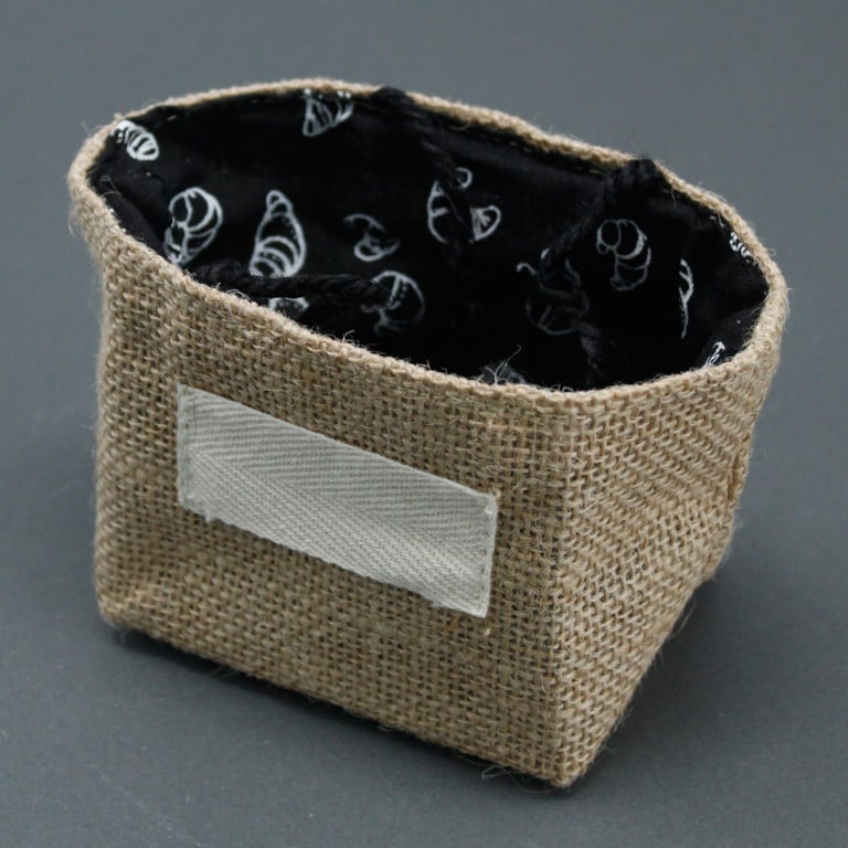 Natural Jute Cotton Gift Bag - Black Lining, Eco-Friendly Reusable Small Tote Bag