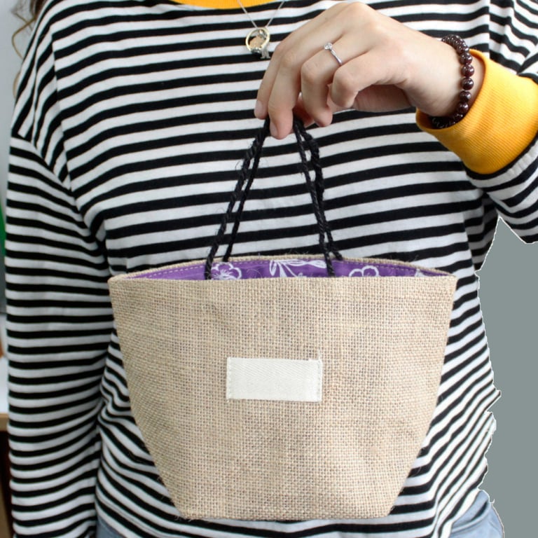 Natural Jute Cotton Gift Bag - Lavender Lined, Eco-Friendly Large Tote Bag for Gifts