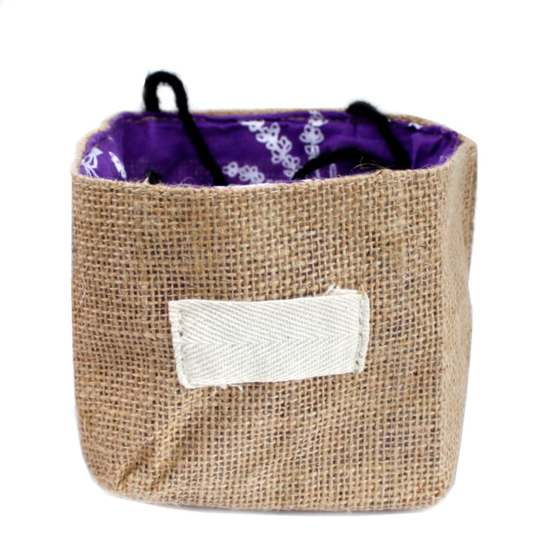 Natural Jute Cotton Gift Bag with Lavender Lining - Reusable & Eco Friendly Medium Size