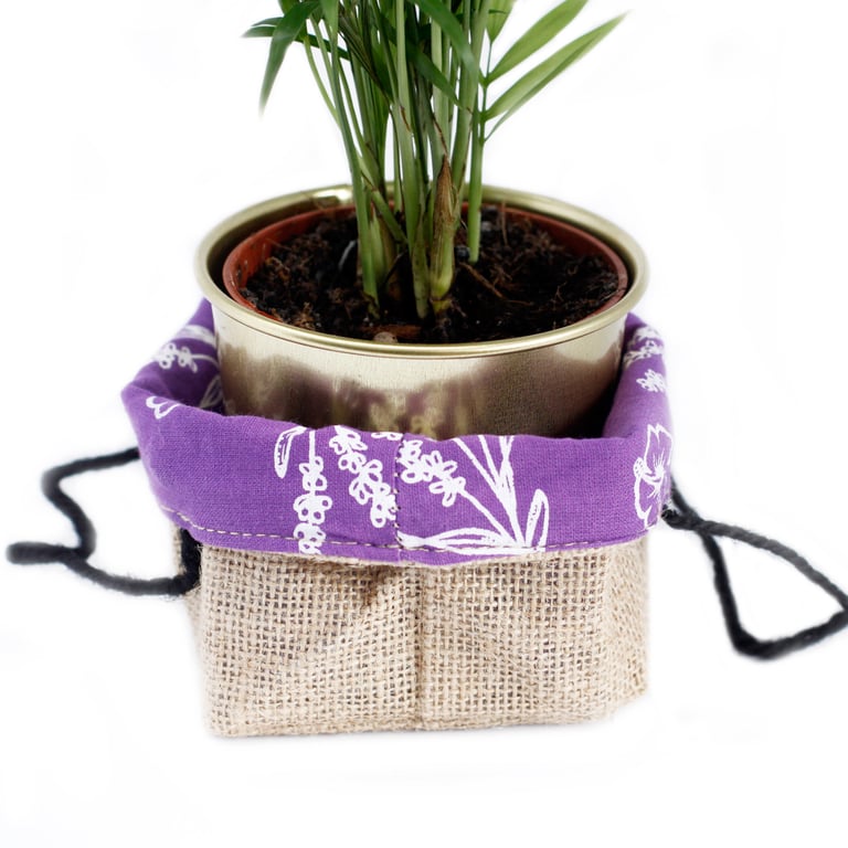 Natural Jute Cotton Gift Bag with Lavender Lining - Reusable & Eco Friendly Medium Size