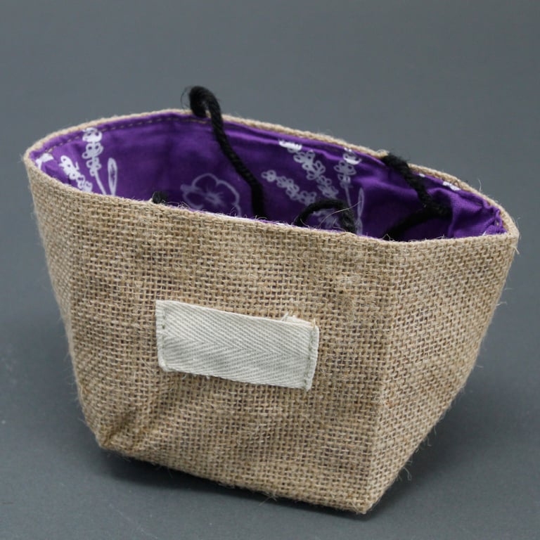 Natural Jute Cotton Gift Bag with Lavender Lining - Reusable & Eco Friendly Medium Size
