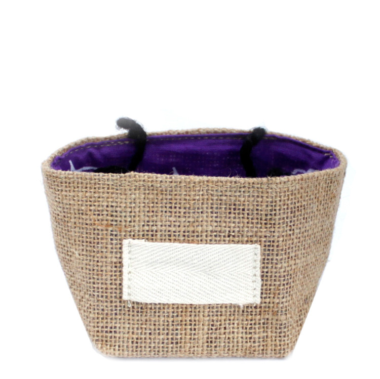 Natural Jute Cotton Gift Bag - Lavender Lined, Eco Friendly Small Present Wrap