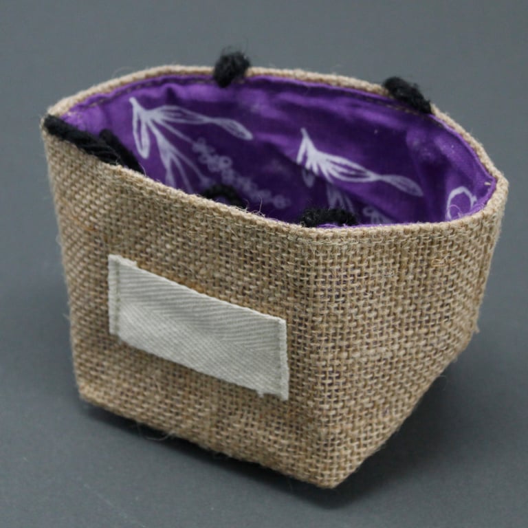 Natural Jute Cotton Gift Bag - Lavender Lined, Eco Friendly Small Present Wrap