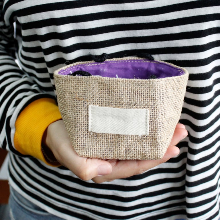 Natural Jute Cotton Gift Bag - Lavender Lined, Eco Friendly Small Present Wrap