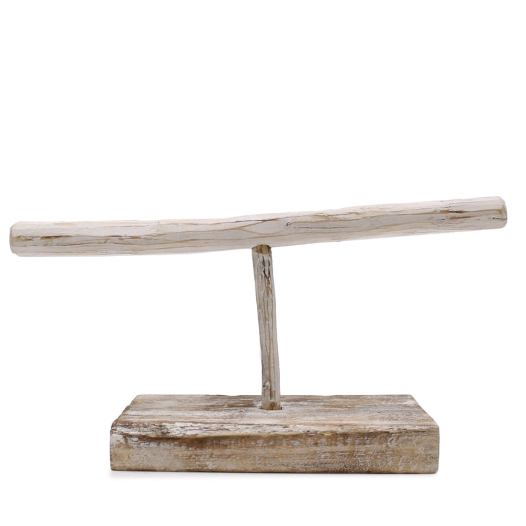 Single Branch Whitewash Jewelry Display Stand - Organizer and Holder