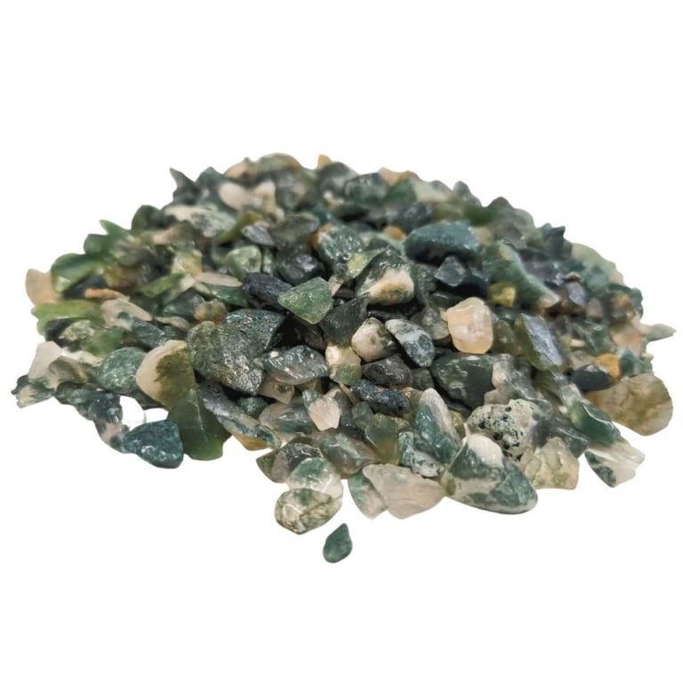1KG Moss Agate Gemstone Chips - Bulk Natural Healing Stones