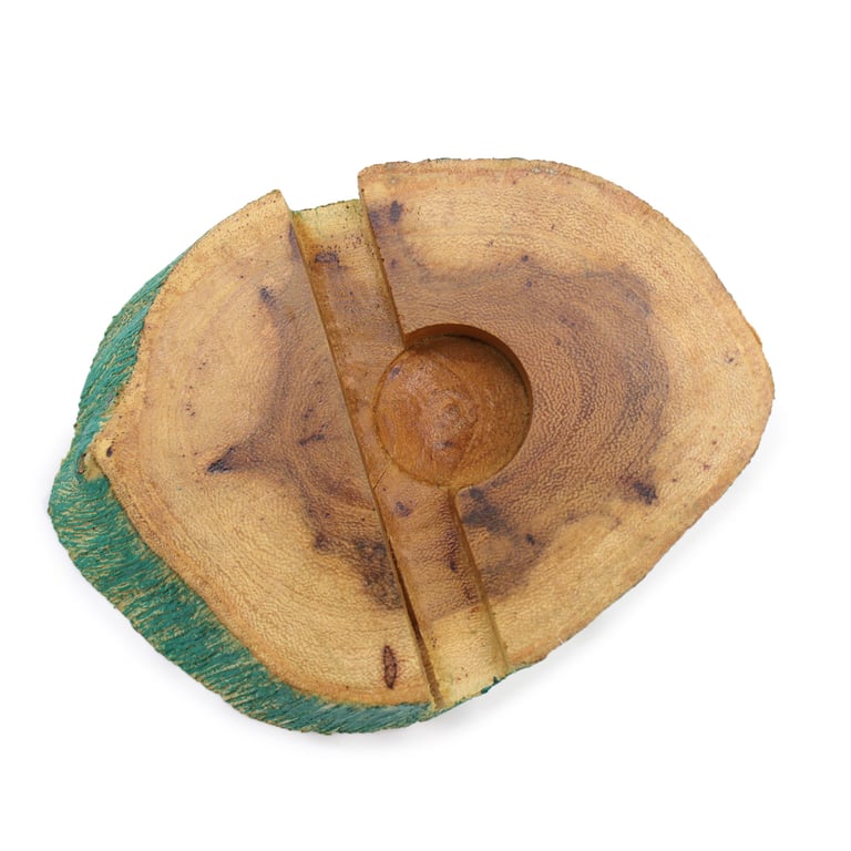 Large Gamal Wood Phone Holder - Green Washed Wooden Decor for Home Office or Living Room