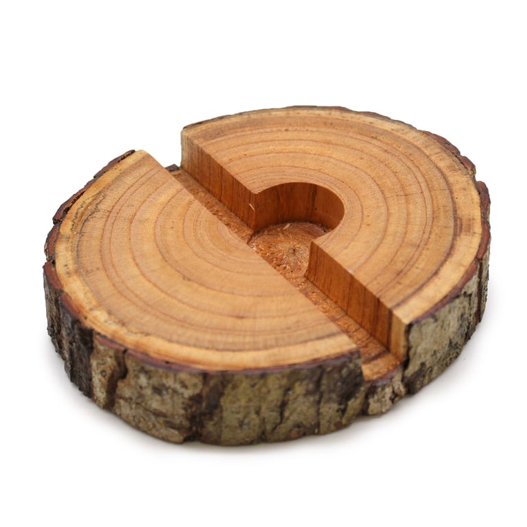 Small Log Phone Holder - Natural Wood Stand & Rustic Full Slice Mount