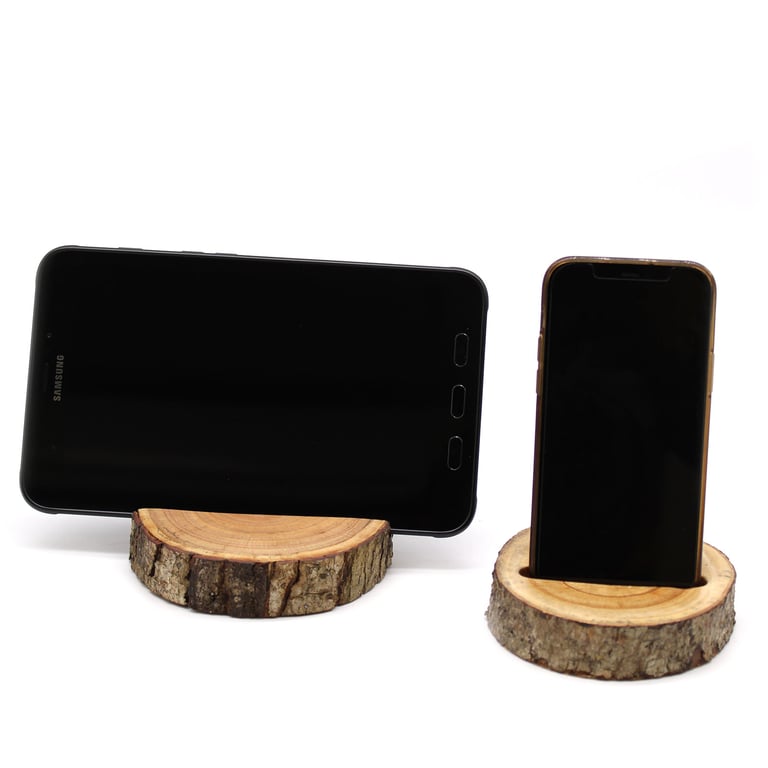 Natural Small Log Phone Holder - Wooden Slot Mount