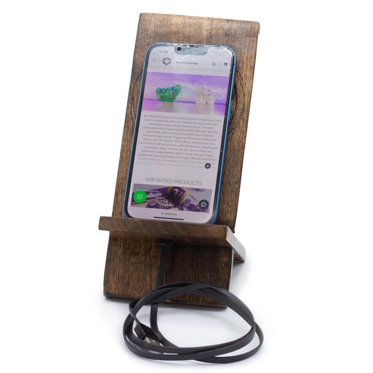 Wooden Carved Phone Stand - Tree of Life Home Decor Accent