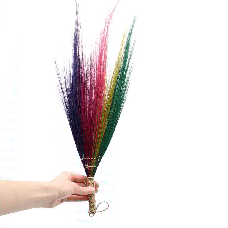 4-Piece Rainbow Pampas Broom Set - Vibrant Colors - Brand Name
