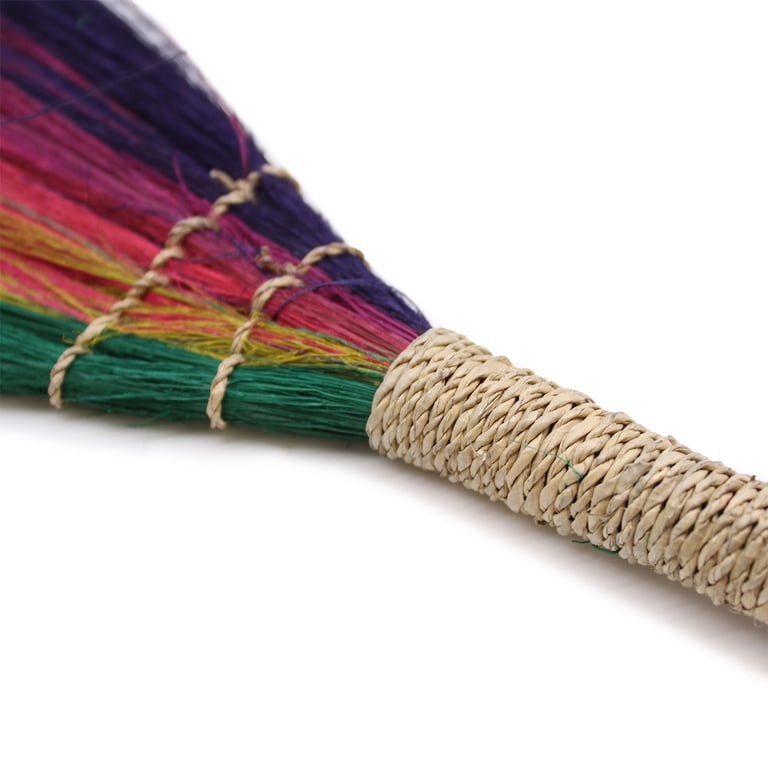 4-Piece Rainbow Pampas Broom Set - Vibrant Colors - Brand Name