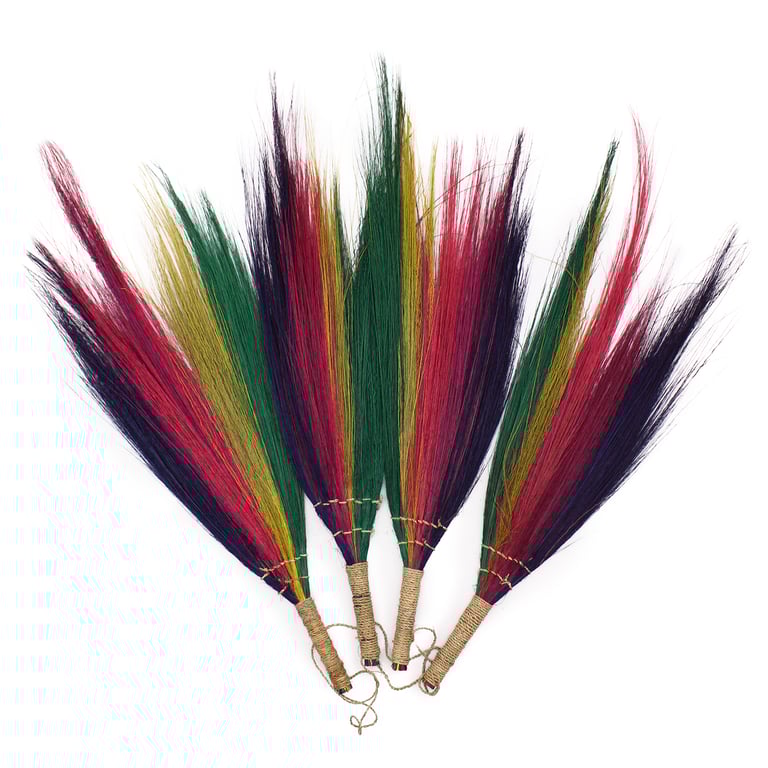 4-Piece Rainbow Pampas Broom Set - Vibrant Colors - Brand Name