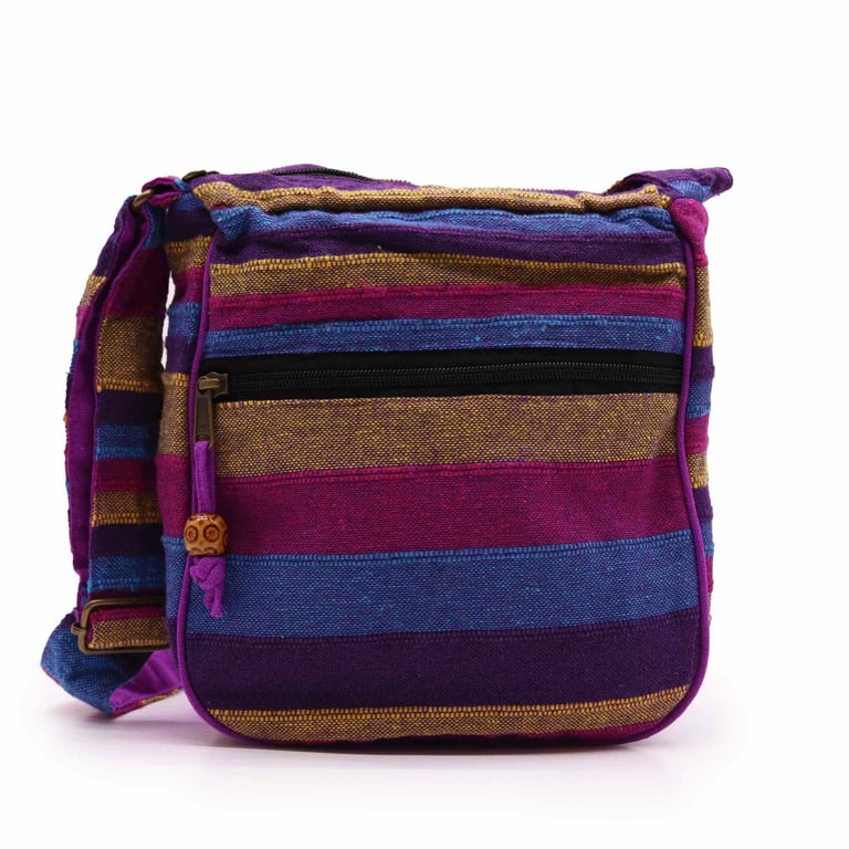 Large Nepal Sling Bag - Adjustable Strap & Wild Flowers Print, Backpack Style Travel Bag