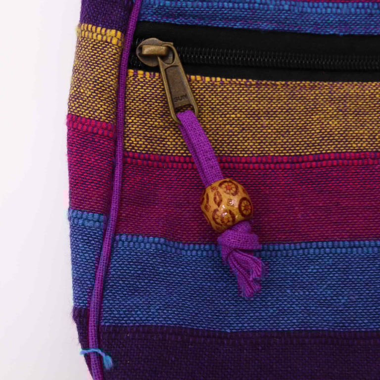 Large Nepal Sling Bag - Adjustable Strap & Wild Flowers Print, Backpack Style Travel Bag