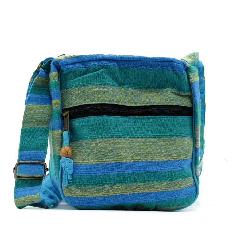 Nepal Sling Bag - Adjustable Strap & Packable Design in Spring Meadows Green & Blue