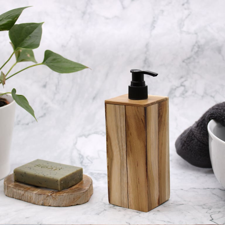 Teakwood Square Soap Dispenser - Natural Material