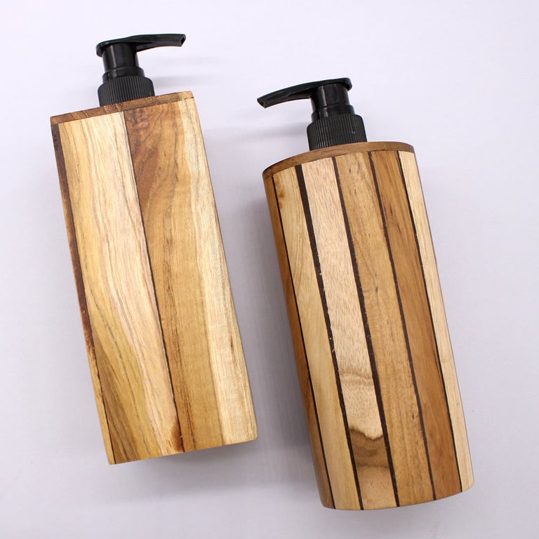 Teakwood Square Soap Dispenser - Natural Material