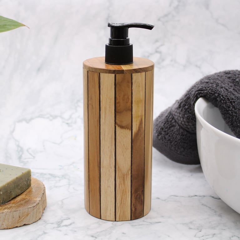 Teakwood Soap Dispenser (Round) - Natural Material & Sleek Design