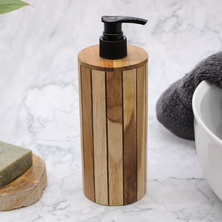 Teakwood Soap Dispenser (Round) - Natural Material & Sleek Design