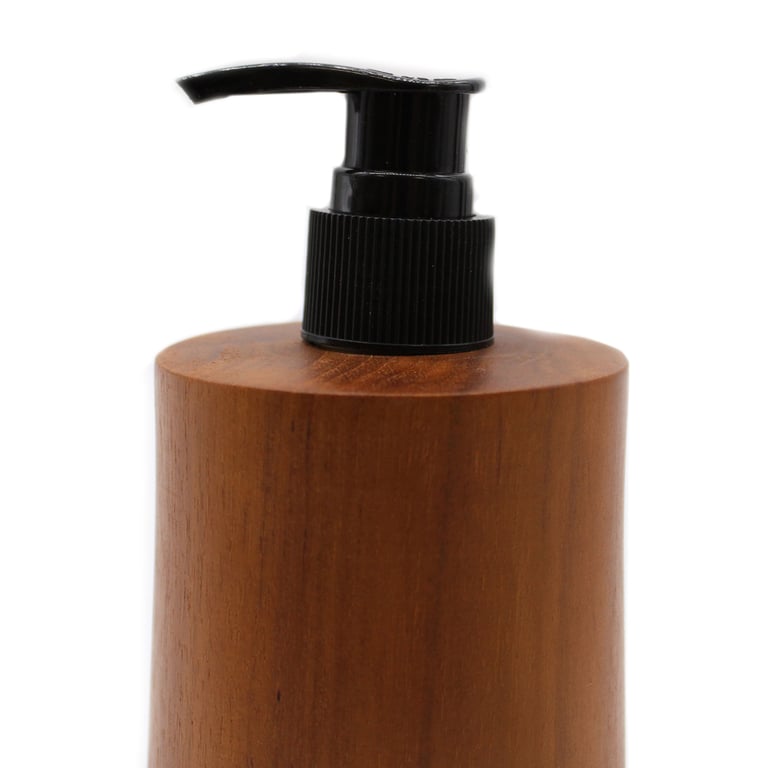 Teakwood Soap Dispenser (Natural) - Taper Design - Your Brand Name