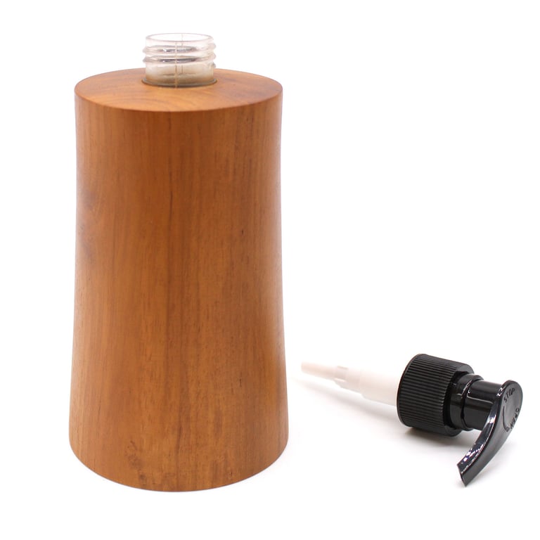 Teakwood Soap Dispenser (Natural) - Taper Design - Your Brand Name