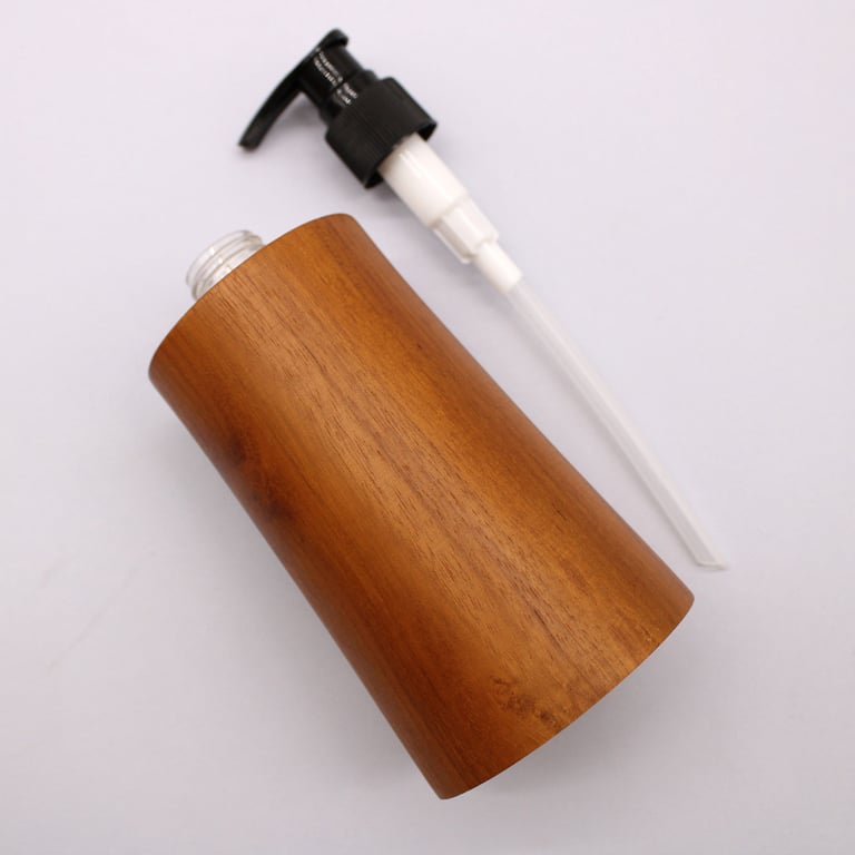 Teakwood Soap Dispenser (Natural) - Taper Design - Your Brand Name