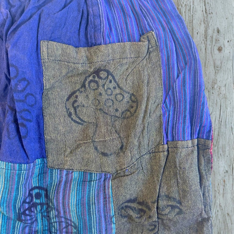 Mushroom Pants - Block Print Designs - Nomad Sari Purple Tones (S/M)