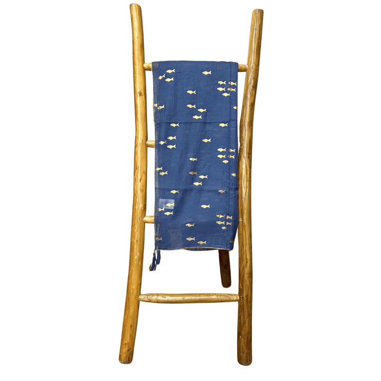 Nomad Sari On The Med Collection Pareo - Sea Blue & Gold Fish Design Beachwear Summer Outfit