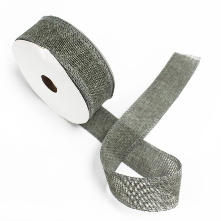 Natural Texture Ribbon 38mm x 20m - Charcoal Wide Home Decor and Fashion Accessory Ribbon for Craft Projects