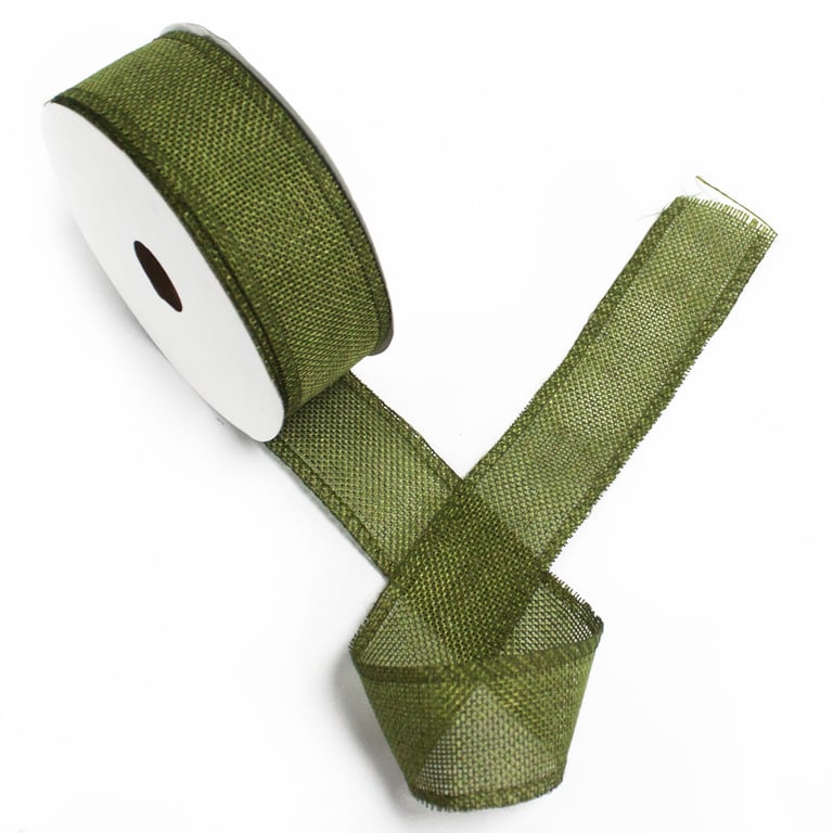 Natural Texture Christmas Green Ribbon - 38mm x 20m Home Decor Ribbon for Holiday Decorations and Crafts