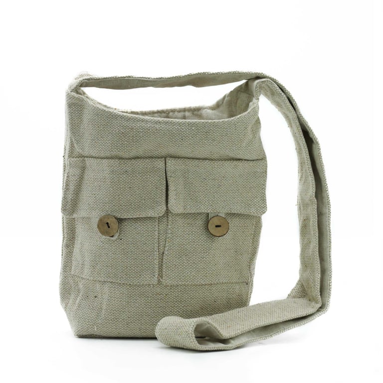 Natural Tones Two Pocket Medium Eco Friendly Casual Tote Bag