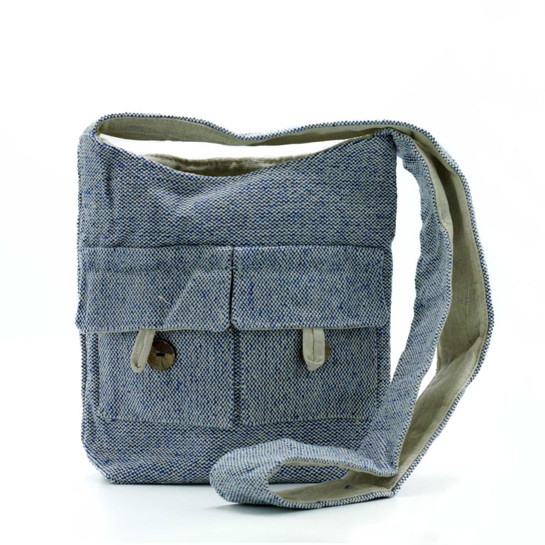Natural Tones Two Pocket Comp Denim Medium Denim Tote Bag