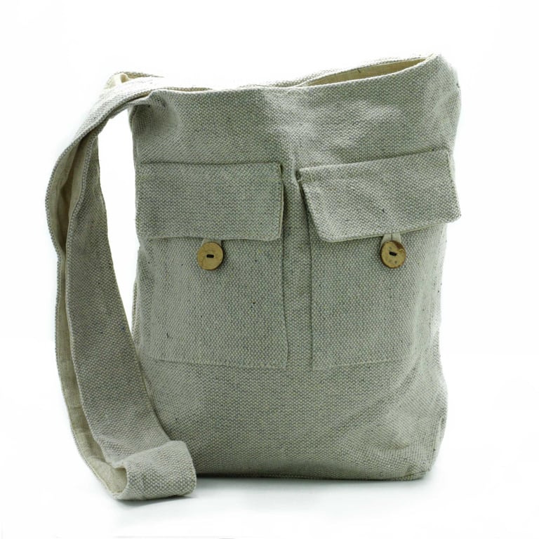 Large Natural Tones Two-Pocket Bag - Stone - Durable Style by Brand Name